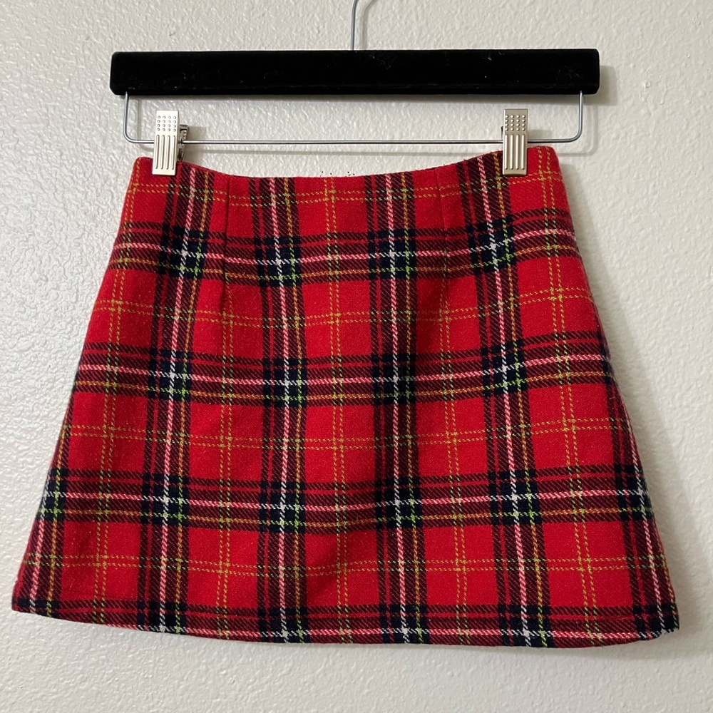 Express Red Plaid Mini Skirt